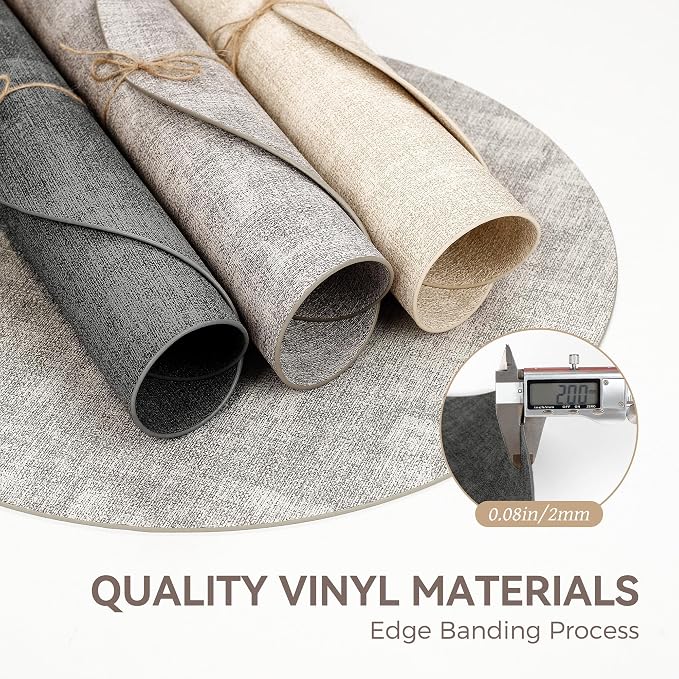13"Round Placemats Set of 8, Reversible Faux Leather Heat Resistant Table Mats - Image 5
