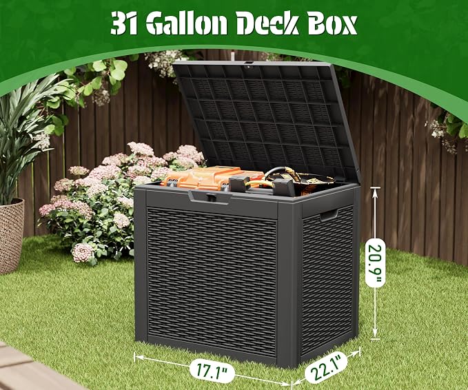NUNU LAB 31 Gallon Outdoor Storage Box Waterproof, Indoor Outside Deck Boxes - Image 7