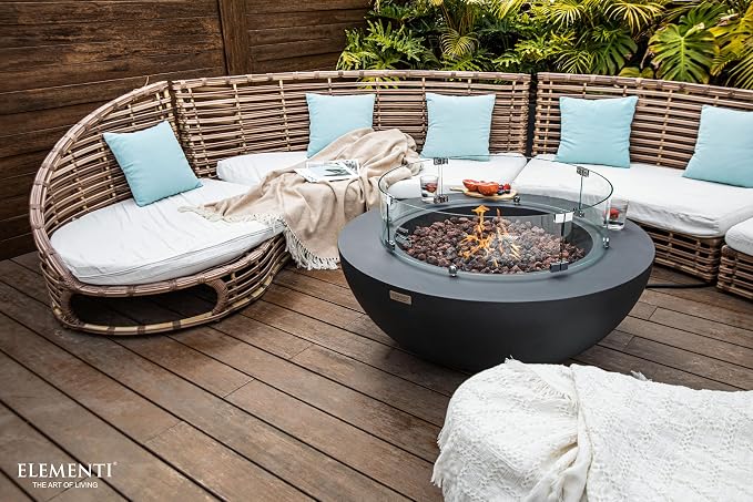 Elementi | Bundle Lunar Gas Fire Pit Cast Concrete 42" Round Fire Table - Image 5