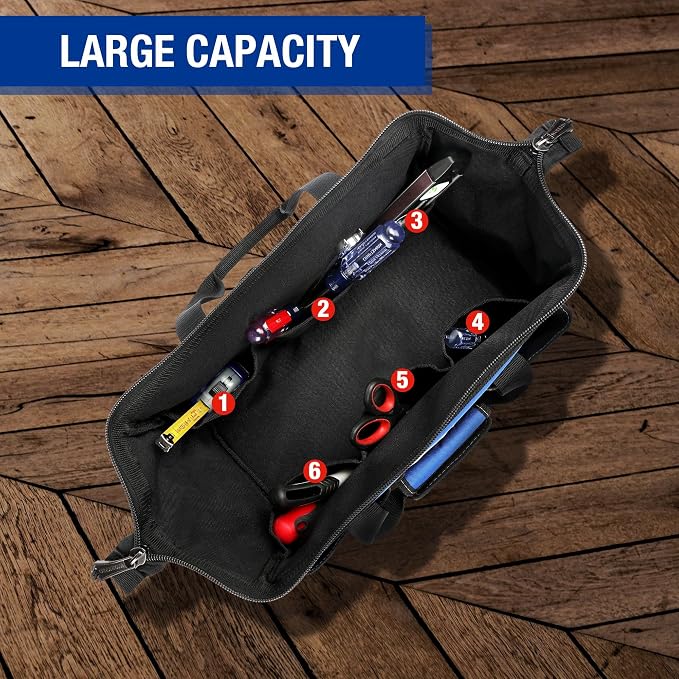 WORKPRO 18-inch Close Top Wide Mouth Storage Tool Bag - Image 2
