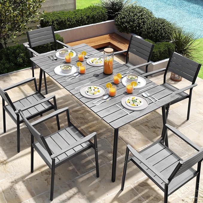 70" Patio Outdoor Dining Table for 6, Weather-Resistant Aluminum Frame - Image 7
