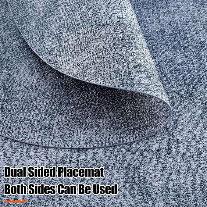 Homaxy Round Faux Leather Placemats and Coasters, Washable Dual-Side Table Mats - Image 3