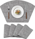 Round Table Placemats Set of 4, Faux Leather Wedge Shape Place Mats Heat by Wanlvhu