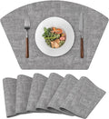 Round Table Placemats Set of 6, Faux Leather Wedge Shape Place Mats Heat by Wanlvhu