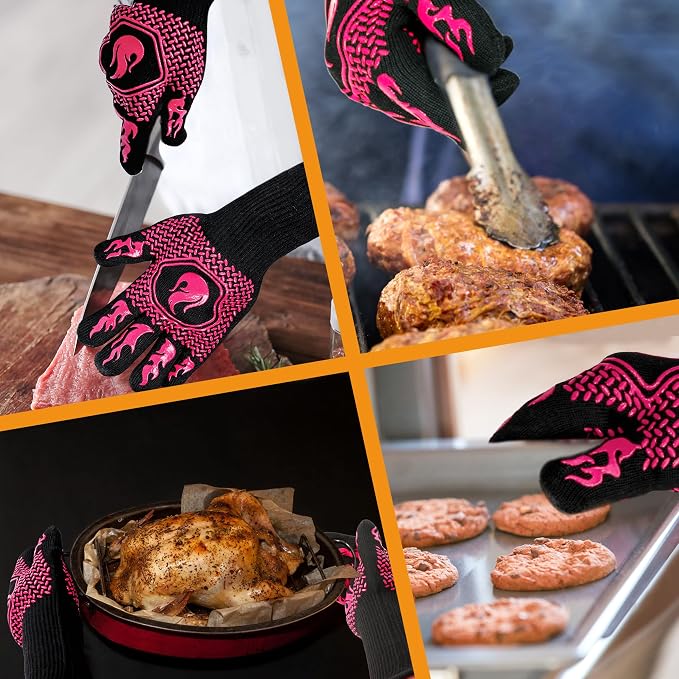 BBQ Fireproof Gloves, Grill Cut-Resistant Gloves 1472°F Heat Resistant Gloves - Image 5