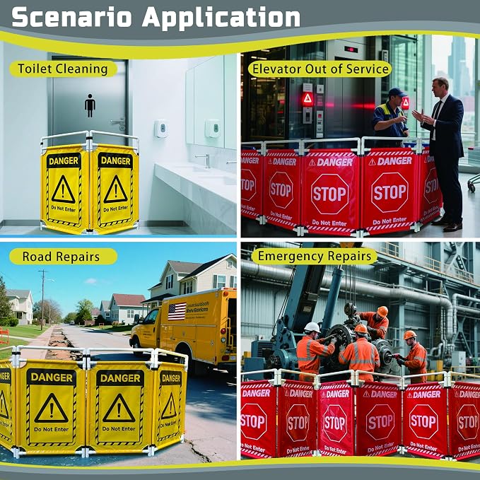 Safety Caution Barricade 3Panels Foldable Security Signs - Image 7