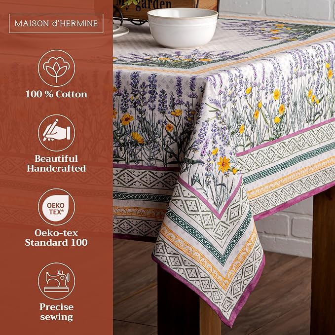 Maison d' Hermine Table Cloth Rectangle Table 100% Cotton 60 x 90 Inches - Image 2