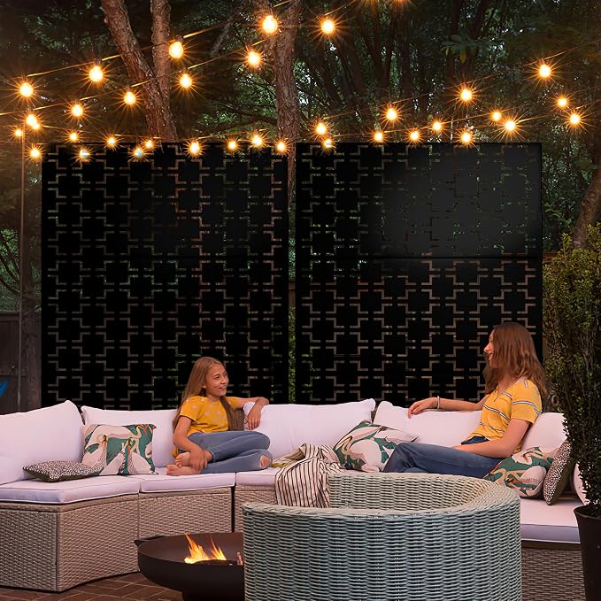 Metal Privacy Screen Outdoor 72" H×47" W, Freestanding Decorative Privacy Screen - Image 6