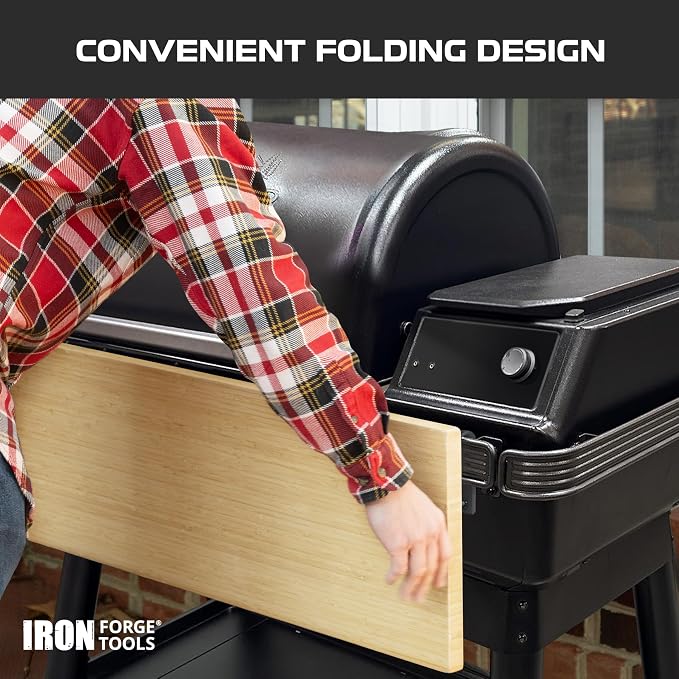 Iron Forge Tools 34x12 Wood Folding Grill Shelf Accessory - Image 5