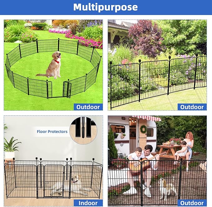 ADAVIN Garden Fence with Gate 32in x 31 ft, 14 Panels Black Heavy Duty Iron - Image 5
