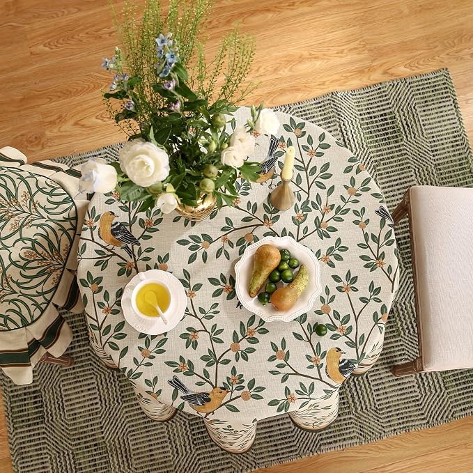 patdrea Designer Vintage Linen Round Table Cloth, Durable Breathable Cover Fall - Image 7