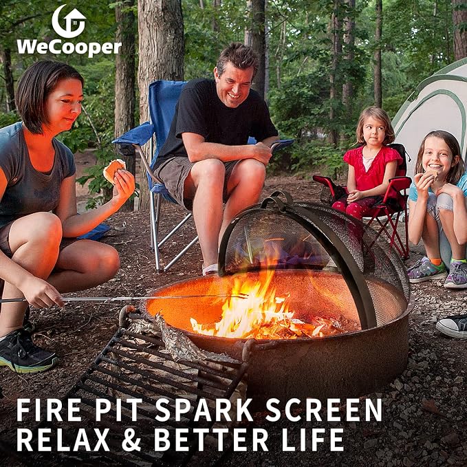 Outdoor Fire Pit Spark Screen Cover Accessory, 36In Patio Round Easy-Opening - Image 2