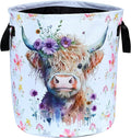 Highland Cow Laundry Basket Foldable Waterproof Oxford Cloth Funny Tote Bag by NUTAINLA
