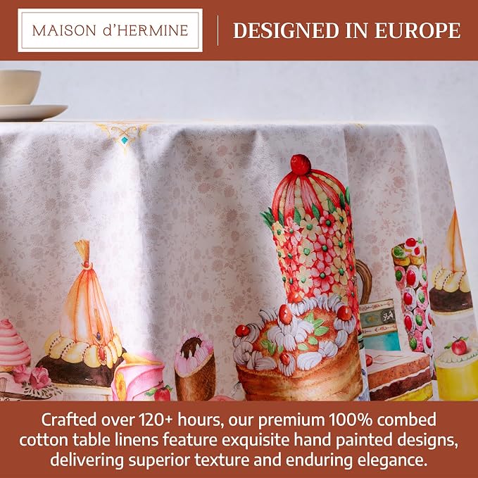 Maison d'Hermine Premium Table Cloth Round Table 100% Cotton 70 Inches - Image 3