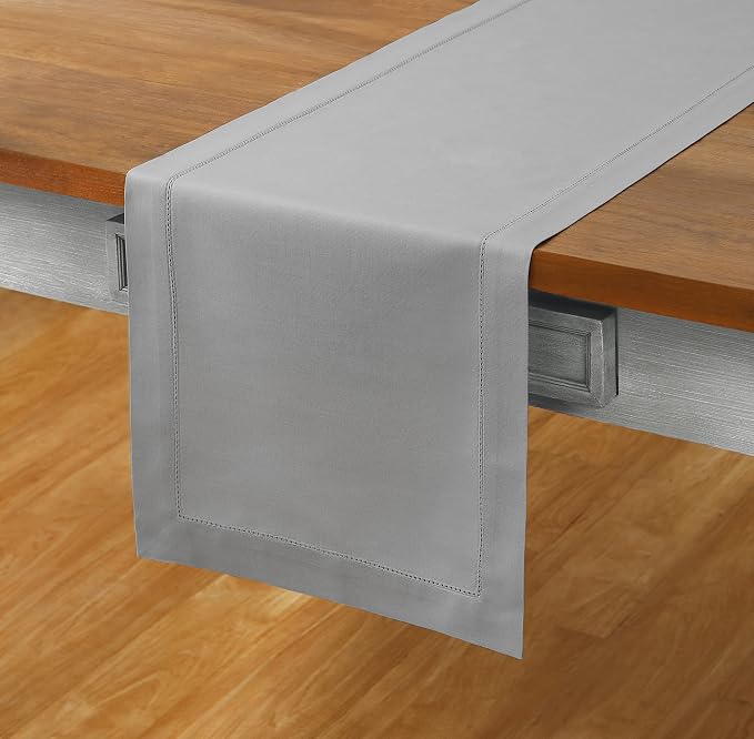 Solino Home Light Grey Table Runner 90 Inches Long - Image 2