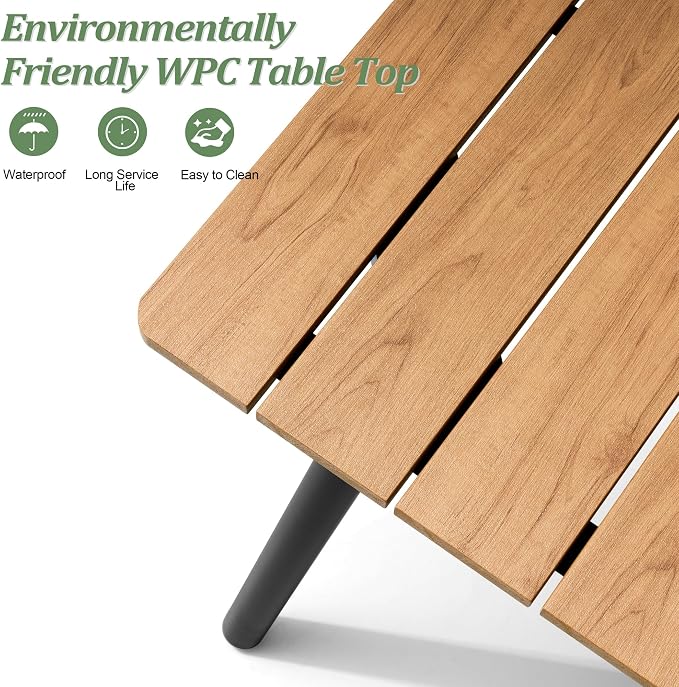 95" Patio Outdoor Dining Table for 8-10, Weather-Resistant Wood-Grain Top - Image 8