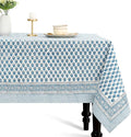 CPC Cotton Tablecloth 80x120 Inch Rectangle Indian Block Print Tablecloth- Blue by COTTONPRINTCLUB
