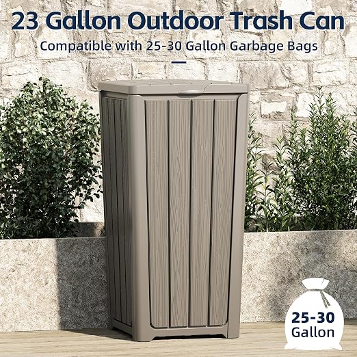 23 Gallon Outdoor Trash Can Waterproof Resin Garbage Can - Image 2