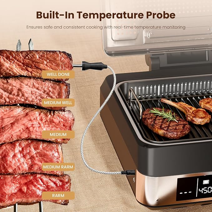 Kismile 2-in-1 Griddle and Indoor Grill, Electric Smokeless Grill - Image 4