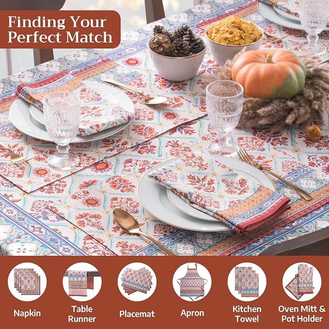 Maison d' Hermine Table Cloth Square Table 100% Cotton 60 x 60 Inches Fall - Image 4