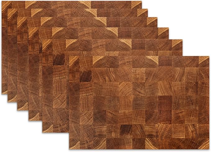 Placemats Set of 6, Retro Wood Linen Table Mats Honey Oak Texture Heat by SNOWMOLLE