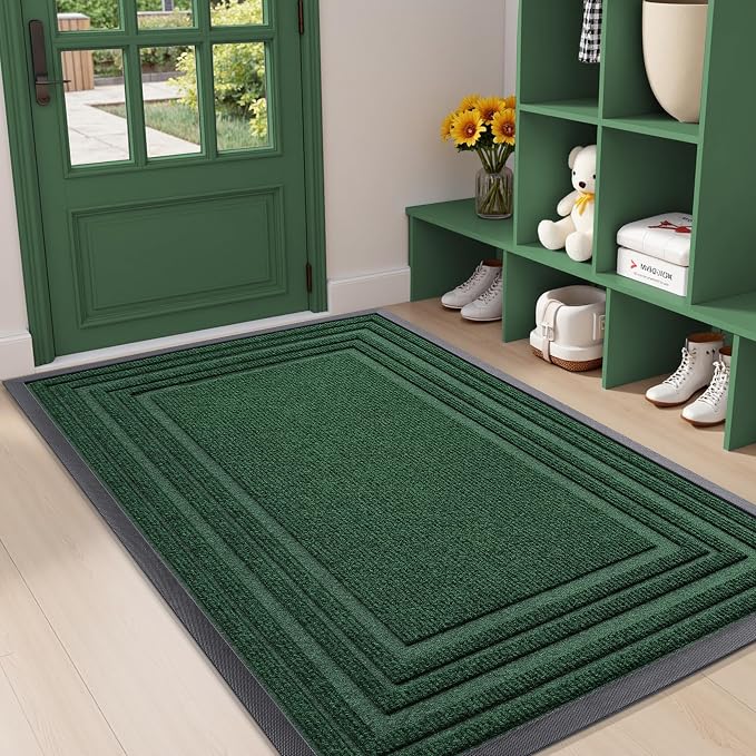 Buganda Front Door Mat Indoor Outdoor Entrance, Non-Slip Natural Rubber Doormats by Buganda