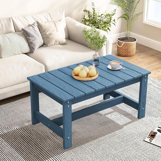 SERWALL Patio Coffee Table, HDPE Rectangle Outdoor Coffee Table Set of 2 - Image 9