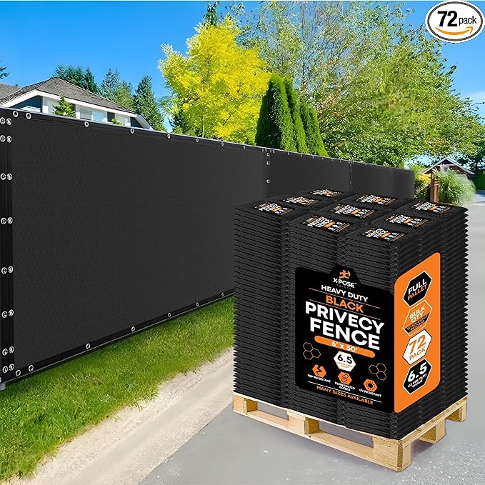 Xpose Safety Privacy Fence Screen 6’ x 50’ – Heavy Duty Black Mesh by XposeSafety