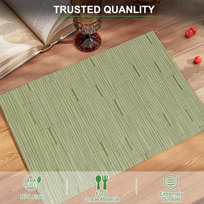 BETEAM Placemats Set of 4, Woven Vinyl Placemat - Image 2