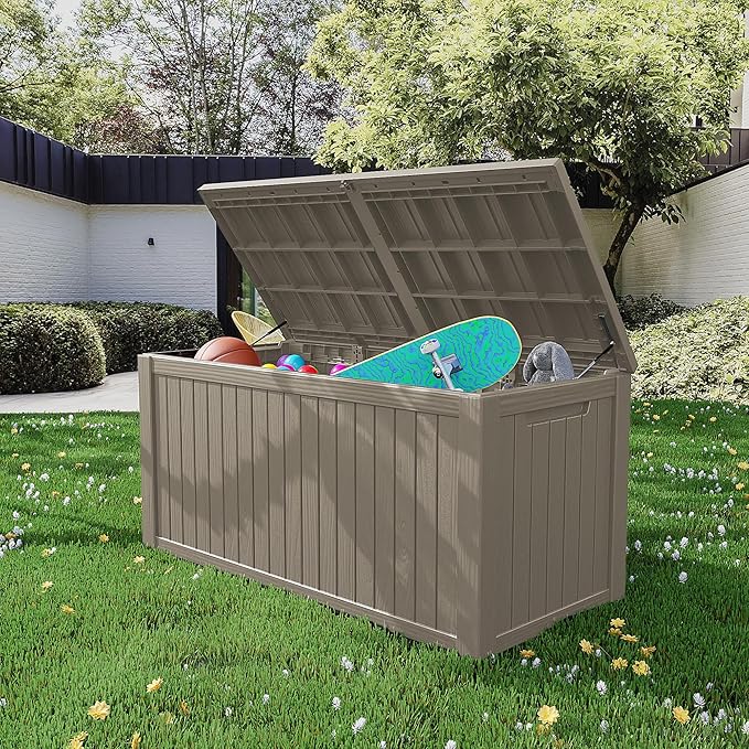 200 Gallon Resin Deck Box, Waterproof Outdoor Storage Box - Image 2