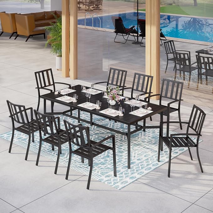 MFSTUDIO Outdoor Dining Set for 8, Patio Table and Chairs Set - Image 2