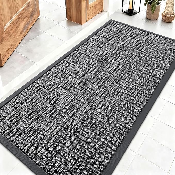 OLANLY Front Door Mat Outside Entrance 47x23, Heavy Duty Sturdy Natural Rubber by OLANLY
