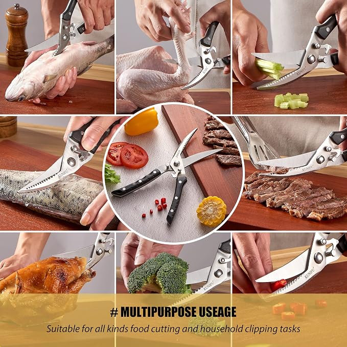 KUNIFU Poultry Shears, All Purpose Heavy Duty Kitchen Scissors - Image 6