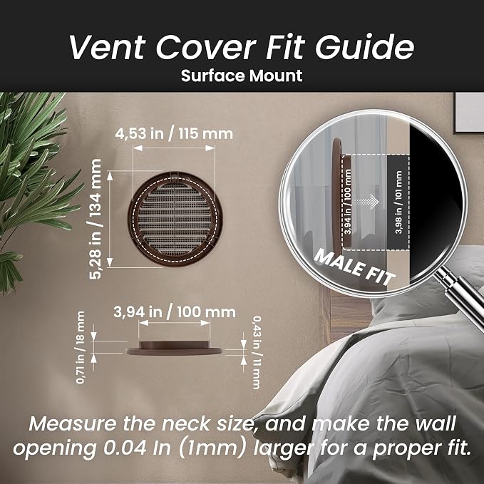 Repa Market 4 Inch Brown Round Air Vent Cover - Image 2