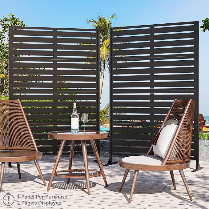 Modern Shade Metal Privacy Screen Outdoor 72" H x 48" W, Stable & Durable - Image 7