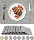 Vinyl Placemats Set of 8, Faux Leather Waterproof and Heat Resistant Place Mats by NCUE