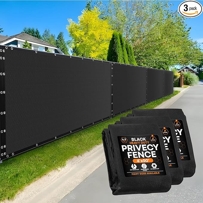Xpose Safety Privacy Fence Screen 4’ x 50’ – Heavy Duty Black Mesh by XposeSafety