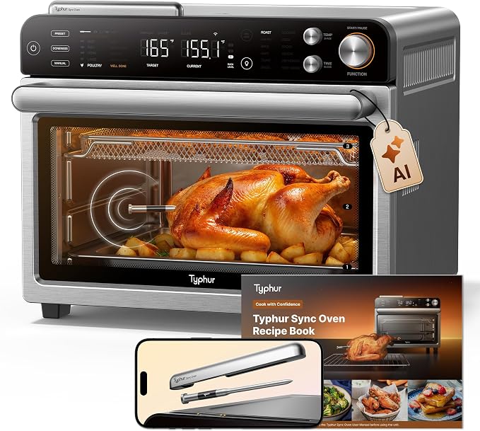 Typhur Sync Oven with Smart Wireless Meat Thermometer Probe, 12‑in‑1 Countertop by Typhur