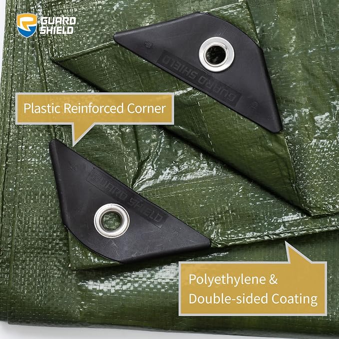GUARD SHIELD Green Tarp Waterproof 10x14 Feet Medium Duty All Purpose Poly - Image 2