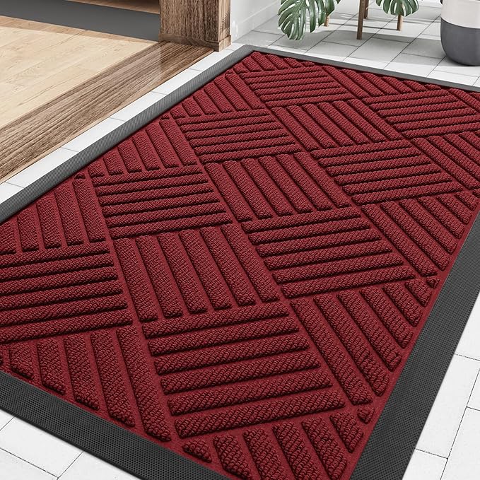 Smiry Front Door Mat Outside Entrance, Heavy Duty Outdoor Indoor Natural Rubber by Smiry