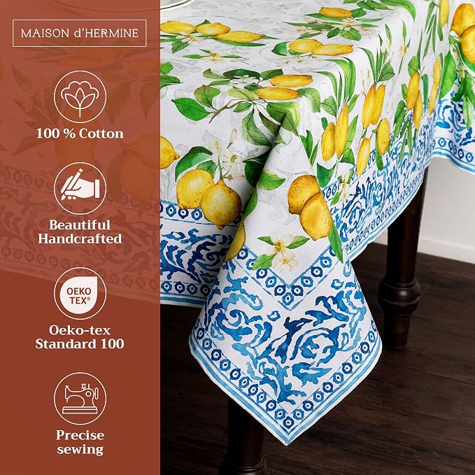 Maison d' Hermine Table Cloth Rectangle Table 100% Cotton 70 x 90 Inches - Image 2