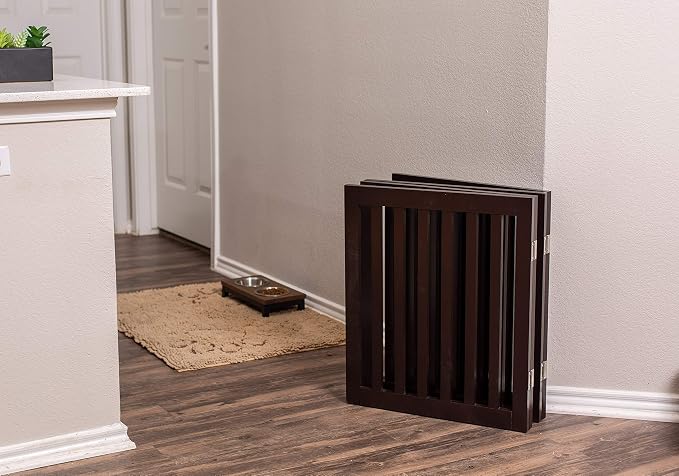 INTERNET'S BEST Dog Gate Indoor Freestanding Pet Barrier, Folding Wood Dog Fence - Image 6