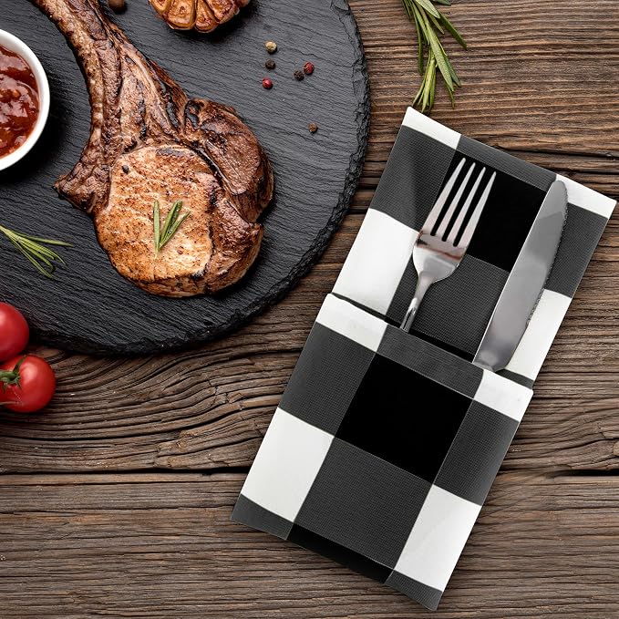 Buffalo Plaid Table Napkins Set of 12 Checkered Cloth Napkins 17x17 inch - Image 6