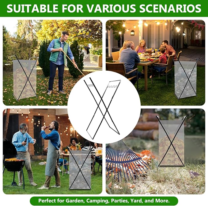 Leaf Bag Holder, Outdoor Foldable Trash Bag Holder Stand - Image 7