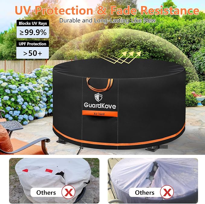 56” Fire Pit Cover Round for 54”- 56” Fire Pit/Tables, Waterproof Tear & Fade - Image 5