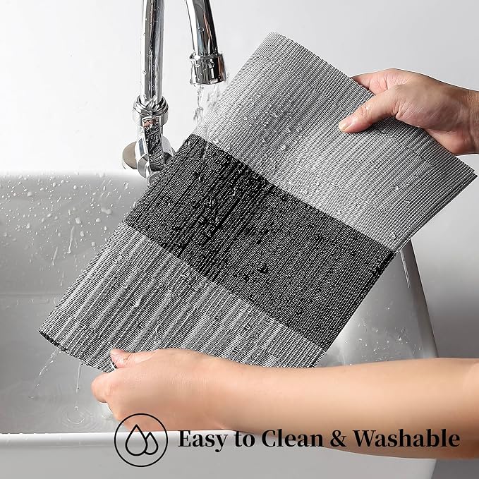 Leetaltree Grey with White Striped Placemats Set of 4 - Image 4
