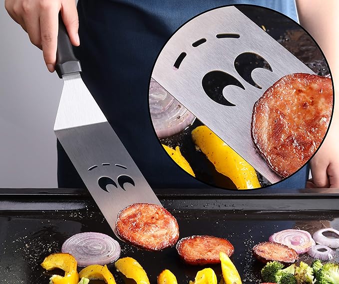 Barbecue Tool Set, 3-Piece Stainless Steel Turners and Dough Scraper