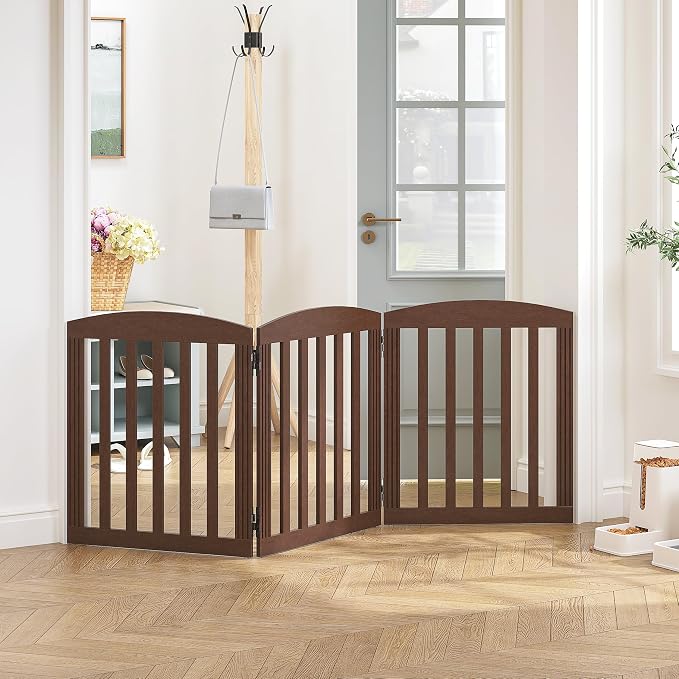 SPIRICH Wooden Freestanding Foldable Dog Gate, Pet Gate Indoor, Dog Gates - Image 3