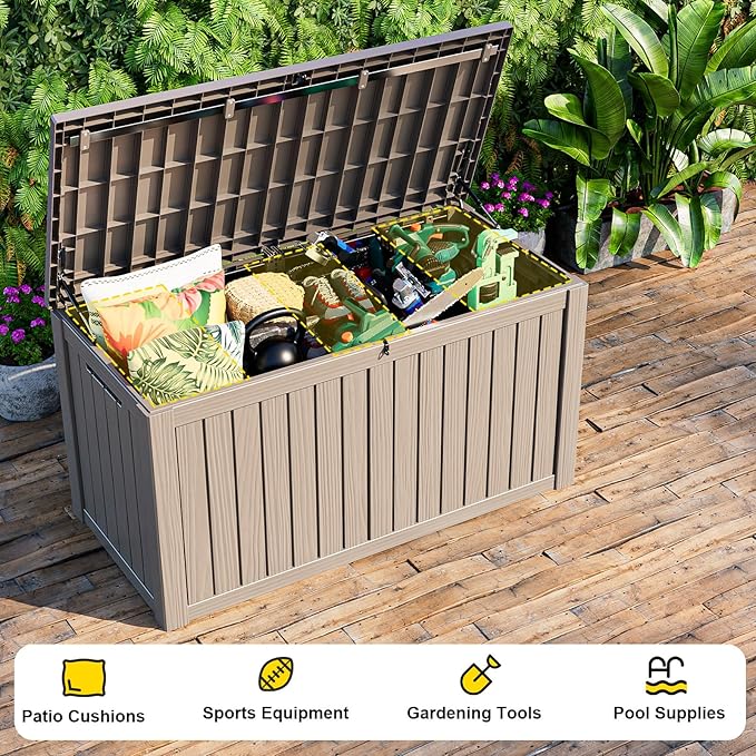 150 GallonOutdoor Storage Box, Resin Deck Boxes Waterproof, IndoorOutdoor Bin - Image 5