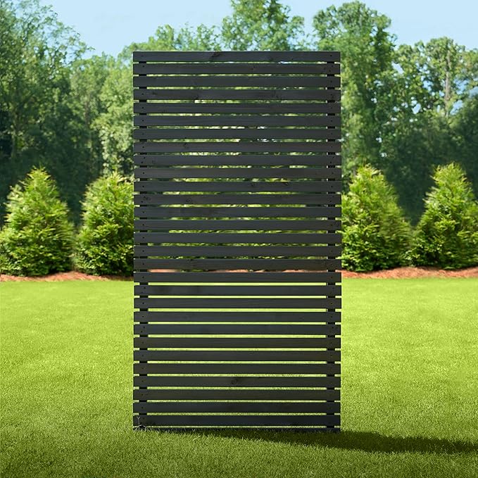 Decorative Fence Privacy Screen, Charcoal Cedar Wood, 6 ft x 38 in Panel